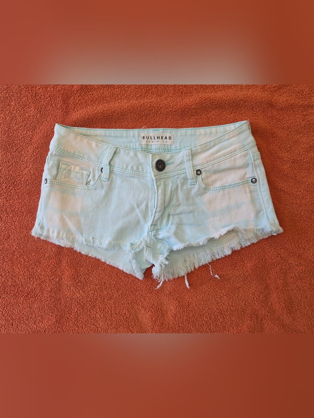 Bullhead Pale Blue Frayed Denim Shorts